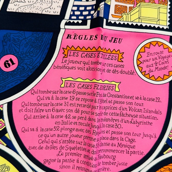 HERMES LE TOUR DU MONDE EN 63 CASES SILK TWILL 90CM SCARF - Picture 3 of 11